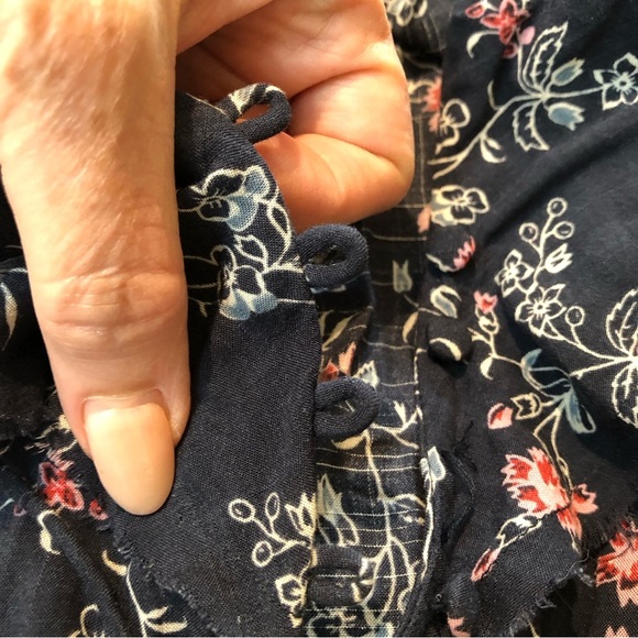 Paige Paletta jumpsuit navy and primrose floral crop lined legs belted S - Picture 13 of 13